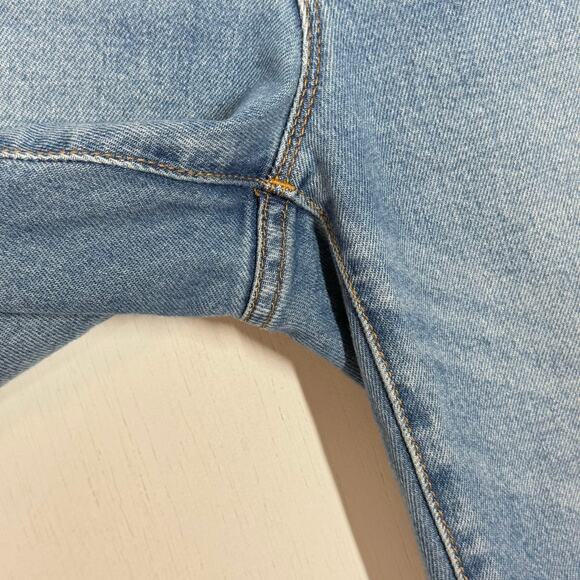 J Crew Essential Straight Jeans Size 28 Blue Denim Button Fly Frayed Hem Stretch - Picture 8 of 12
